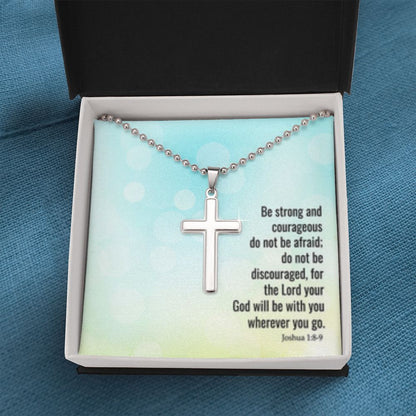 Stainless Cross Necklace w/ Ball Chain & MC