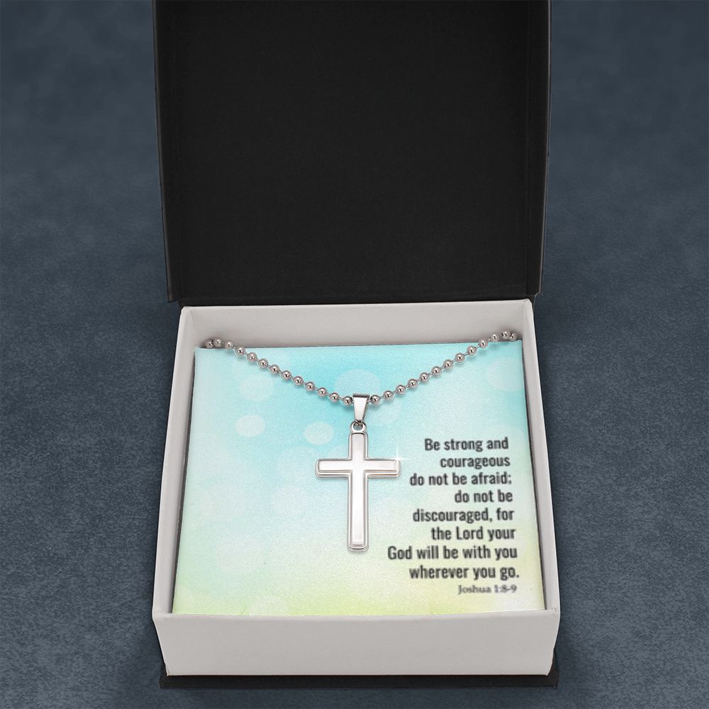 Stainless Cross Necklace w/ Ball Chain & MC