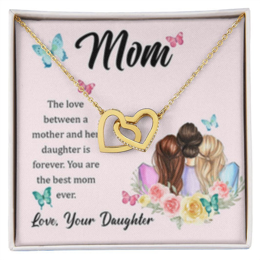 Interlocking Heart Necklace Best Mom Ever/from Daughter