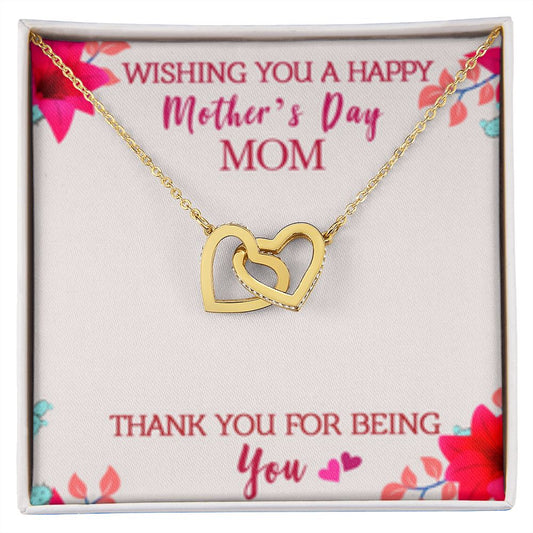 Interlocking Heart Necklace Thank You for Being You