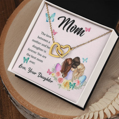 Interlocking Heart Necklace Best Mom Ever/from Daughter