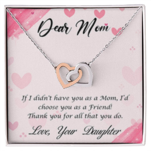 Interlocking Heart Necklace Mom TY for all that you do/from Daughter
