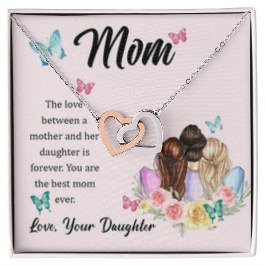Interlocking Heart Necklace Best Mom Ever/from Daughter