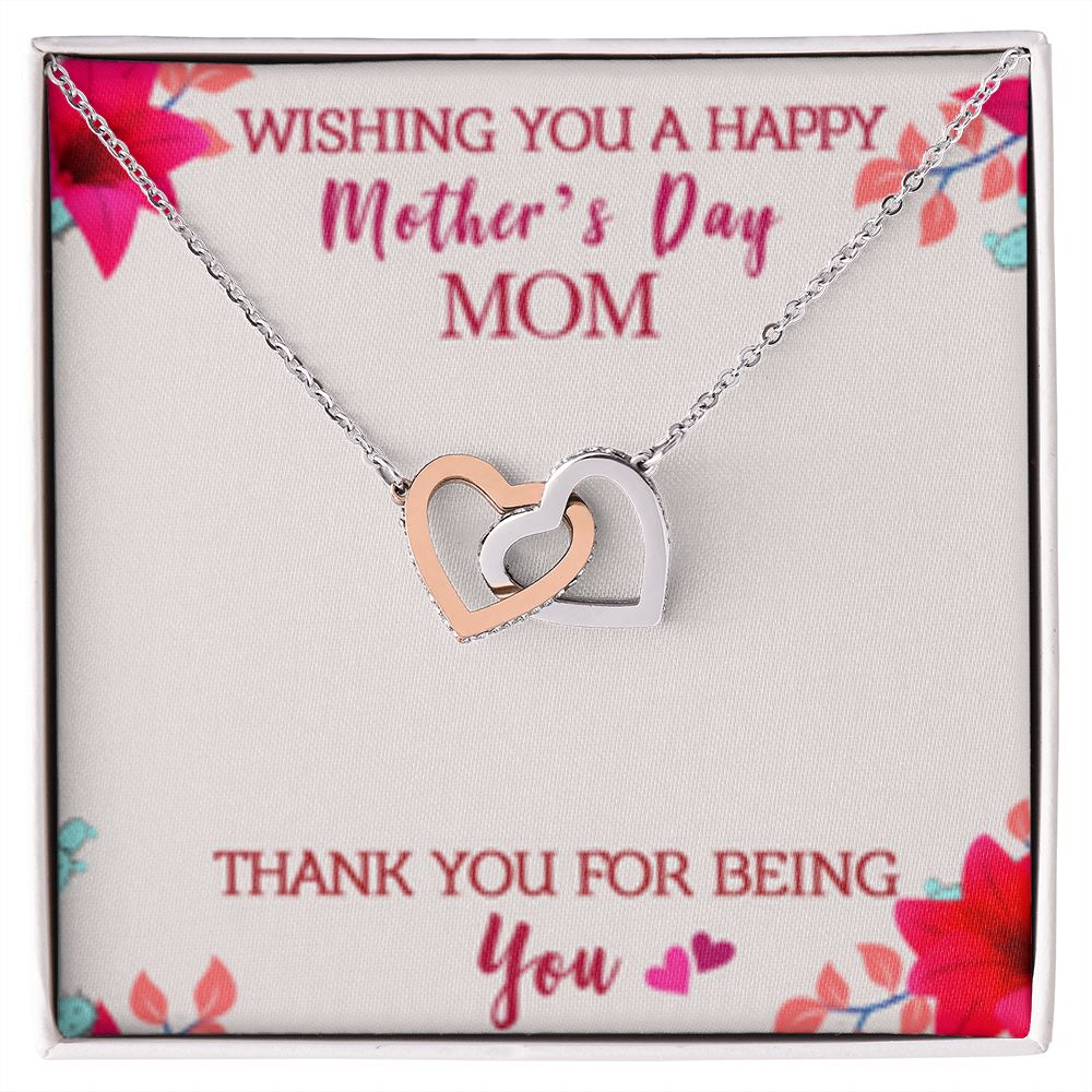 Interlocking Heart Necklace Thank You for Being You