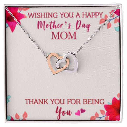 Interlocking Heart Necklace Thank You for Being You