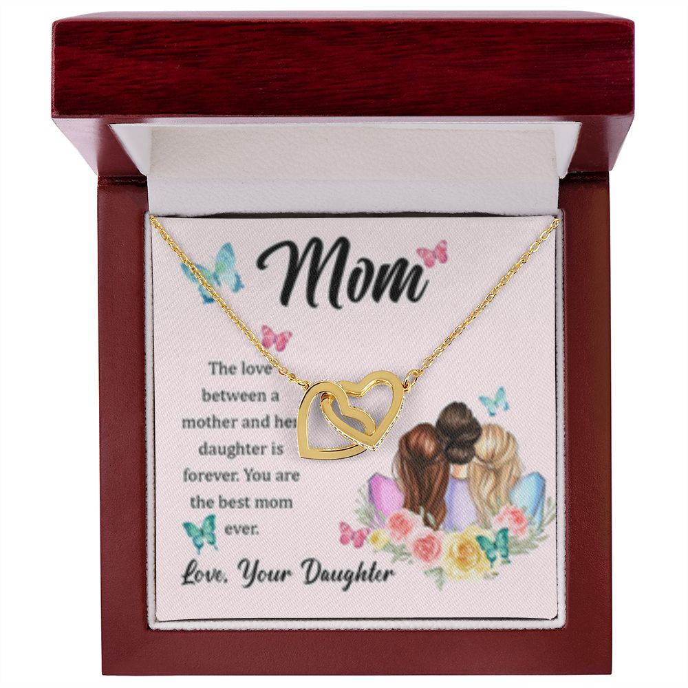 Interlocking Heart Necklace Best Mom Ever/from Daughter