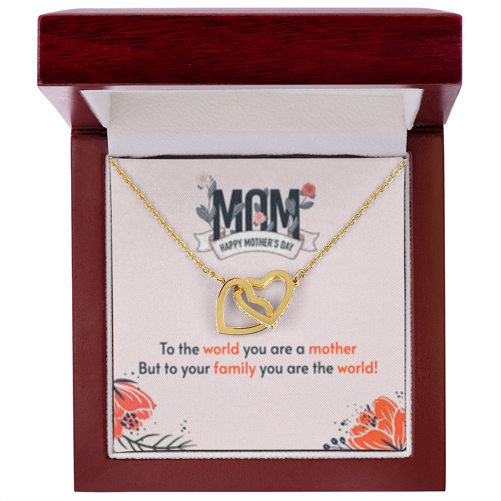 Interlocking Heart Necklace Mom you are the World