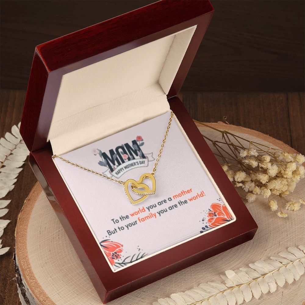 Interlocking Heart Necklace Mom you are the World
