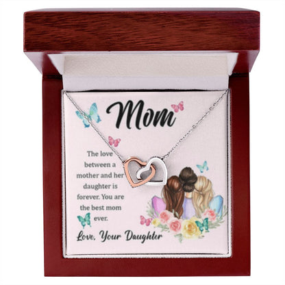 Interlocking Heart Necklace Best Mom Ever/from Daughter
