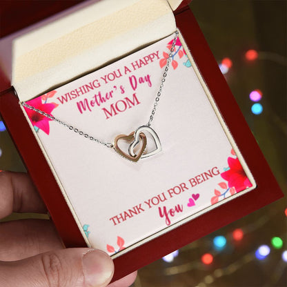 Interlocking Heart Necklace Thank You for Being You
