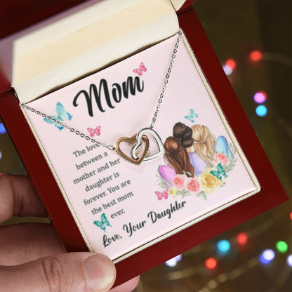 Interlocking Heart Necklace Best Mom Ever/from Daughter