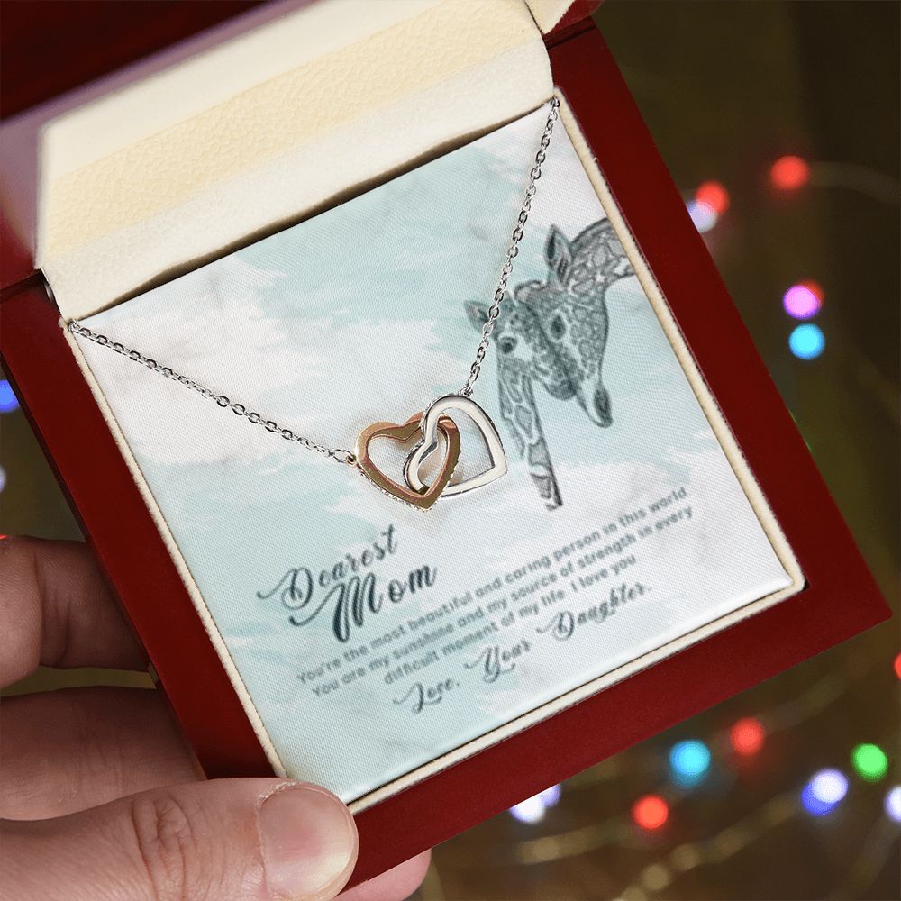 Interlocking Heart Necklace Most Beautiful Mom/from Daughter