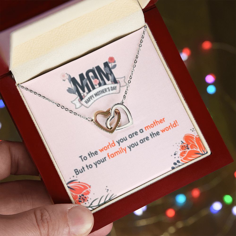 Interlocking Heart Necklace Mom you are the World