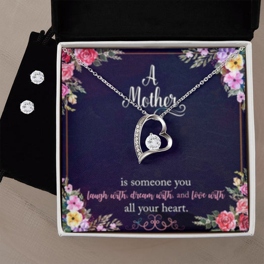 Forever Love Necklace + Clear CZ Earrings A Mother