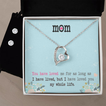 Forever Love Necklace + Clear CZ Earrings MOM