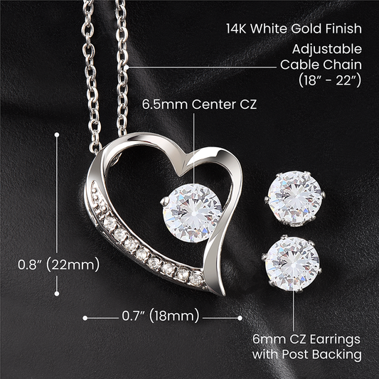 Forever Love Necklace + Clear CZ Earrings Forever Grateful